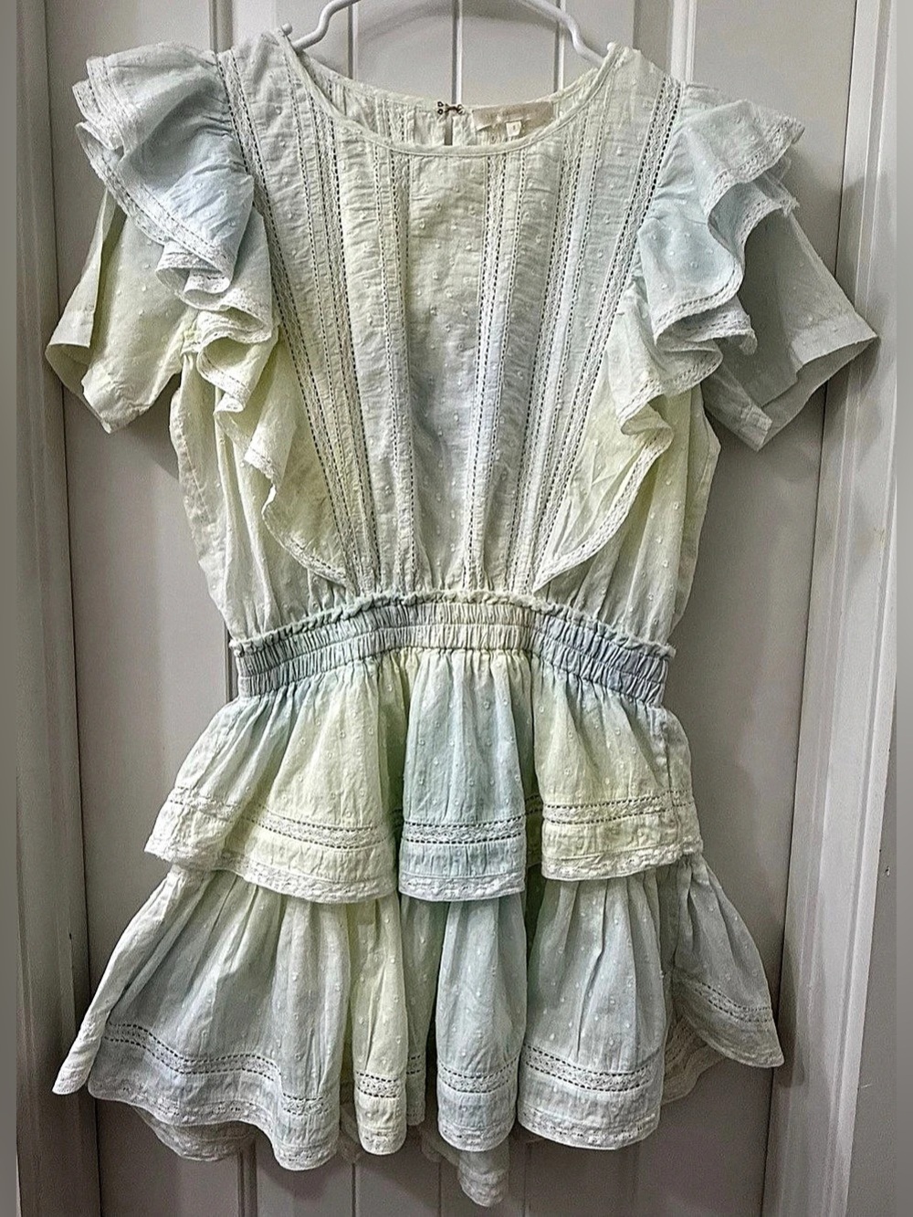 LoveShackFancy Natasha Dress in Lily Pond Hand Dye Smocked Sz S